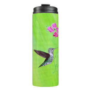Hummingvogel und Platterbsen Malerei Thermosbecher