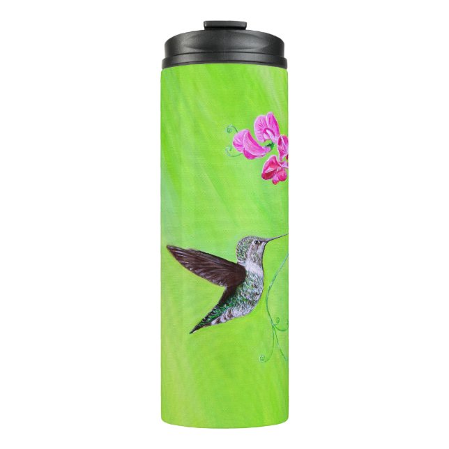 Hummingvogel und Platterbsen Malerei Thermosbecher (Vorderseite)