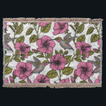 Hummingvögel und rosa Hibiskus Blume Decke<br><div class="desc">Nahtlose Muster mit handgezogenen Kolibris und Blume von Hibisken</div>
