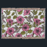 Hummingvögel und rosa Hibiskus Blume Decke<br><div class="desc">Nahtlose Muster mit handgezogenen Kolibris und Blume von Hibisken</div>