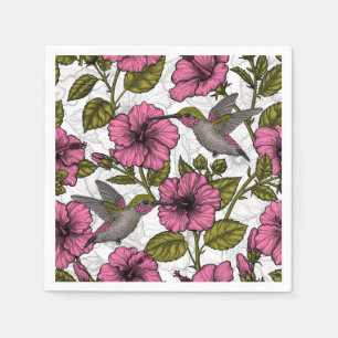 Hummingvögel und rosa Hibiskus Blume Serviette