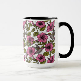 Hummingvögel und rosa Hibiskus Blume Tasse