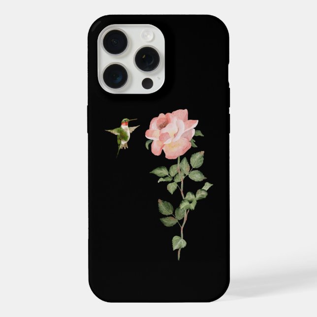 Hummingvogel und Rose iPhone Hülle (Rückseite)