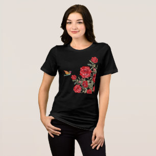 Hummingvogel und Rote Rosen Tri-Blend Shirt