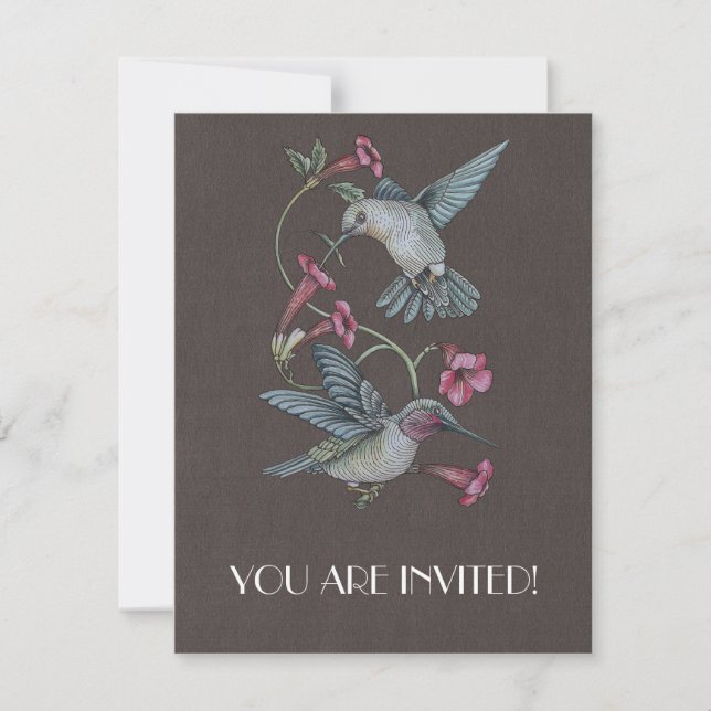 Hummingvögel und Wein Einladung (Vorderseite)