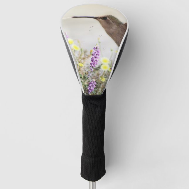 Hummingvogel und Wildblumen Digitale Kunst Golf Headcover (Vorderseite)