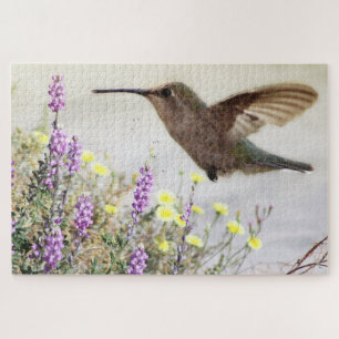 Hummingvogel und Wildblumen Digitale Kunst Puzzle