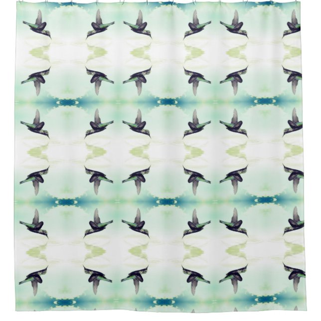 Hummingvogelmuster Duschvorhang (Vorderseite)