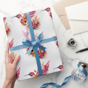 Hummvogel, der mit Blume fliegt Geschenkpapier