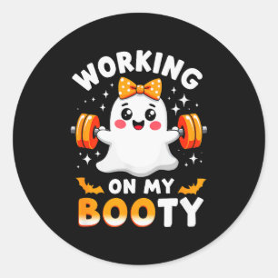 Humor Boo Arbeite an Meinem Po Fitnessstudio Hallo Runder Aufkleber