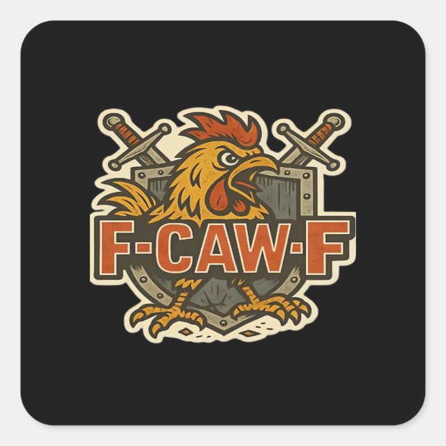 Humor Crow Funny Gothic F-Caw-F Quadratischer Aufkleber (Vorderseite)