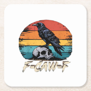 Humor F-Caw-F Gothic Lustiger Krähe Essential Retr Rechteckiger Pappuntersetzer