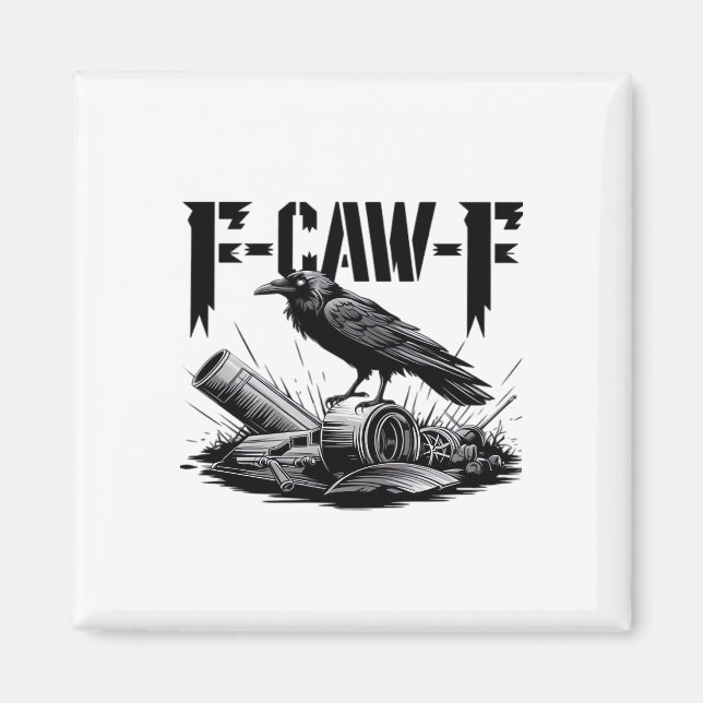 Humor Funny F Caw F Gothic Crow Aesthetic Magnet (Vorne)
