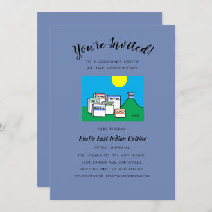 Humor Mittag- oder Abendessen Gourmet Party Cartoo Einladung