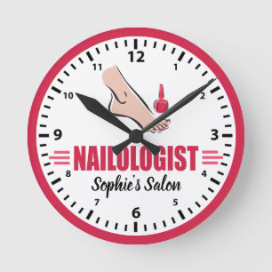 Humor Pedicure Pink Polnischer Nagelsalon Runde Wanduhr