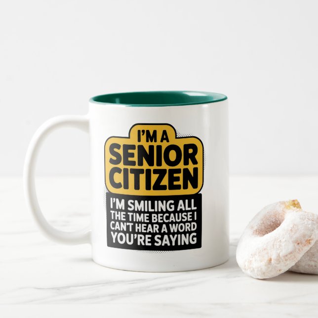 Humor-Tasse für das Alter Zweifarbige Tasse (Mit Donut)