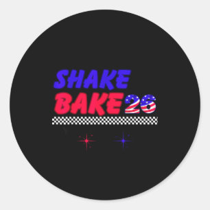 Humor Zitat shake and bake 26 USA-Flagge Rennsport Runder Aufkleber
