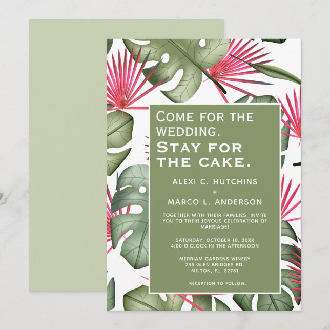 Humorale Einladung zur tropischen Hochzeit (Vorne/Hinten)