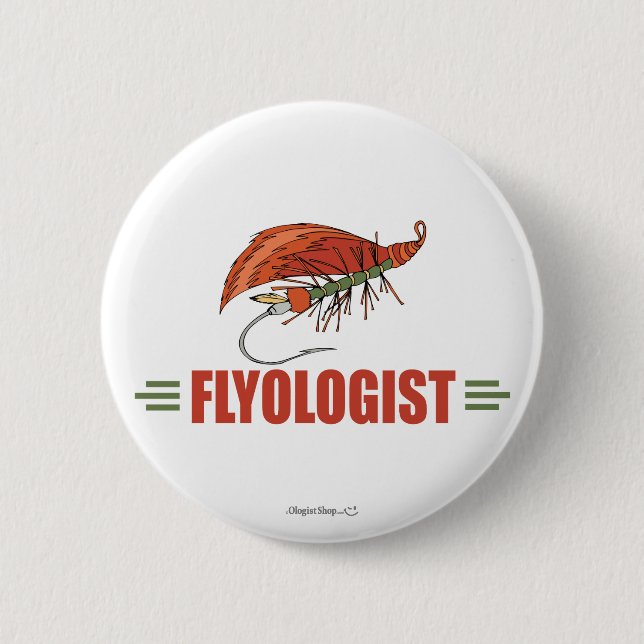 Humorale Fliegenbindung, Fliegenfischerei Button (Vorderseite)