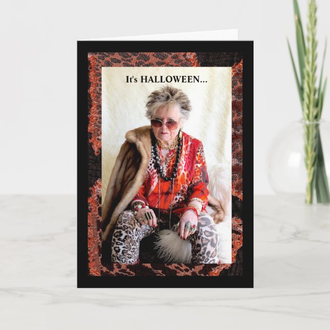 Humorale Halloween- und Coffeinkarte Karte (Vorderseite)