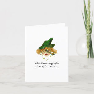 Humorale Lady Dreaming of white Christmas card Feiertagskarte