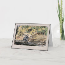 Humorale Nostalgie-Karte - Fliegenfischen mit Toch