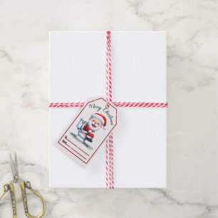 Humorale Weihnachtsmarke mit Weihnachtsgeschenk au Geschenkanhänger