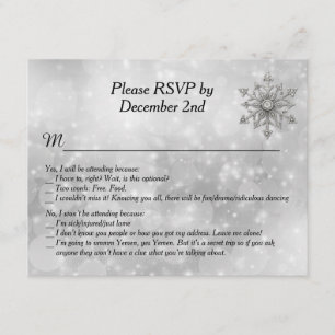 Humorale Winter Snowflake Wedding RSVP Card Einladung