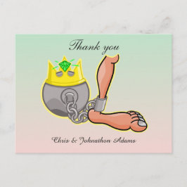Humoraler Cartoon Ball and Chain Wedding Vielen Da Postkarte