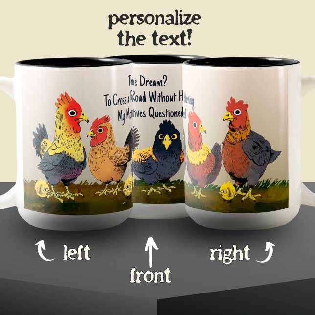 Humoraler Cartoon Chicken Funny Phrase Zweifarbige Tasse (Von Creator hochgeladen)