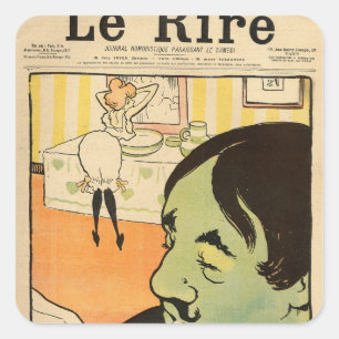 Humoraler Cartoon Quadratischer Aufkleber