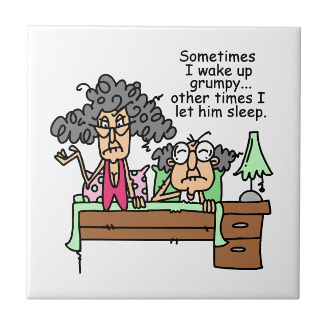 Humoraler Lass Grumpy Sleep Fliese (Vorderseite)