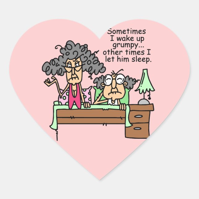 Humoraler Lass Grumpy Sleep Herz-Aufkleber (Vorderseite)