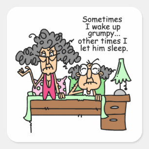 Humoraler Lass Grumpy Sleep Quadratischer Aufkleber