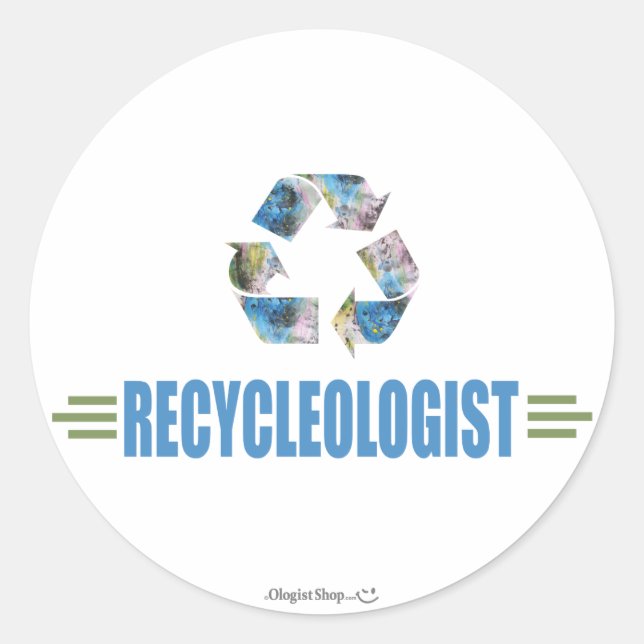 Humoraler Recycle Runder Aufkleber (Vorderseite)