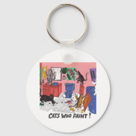 Humoraler Zeichn von Hauskatzen, die malen Schlüsselanhänger