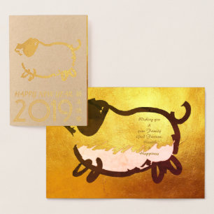 Humorales Big Pig Jahr 2019 Luxus 2 Gold Card Folienkarte