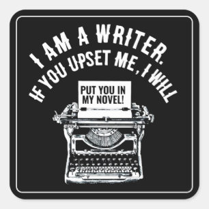 Humorales Schriftstellerangebot Quadratischer Aufkleber