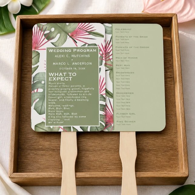 Humorales tropisches Hochzeitsprogramm Set der Fan Fächer (Von Creator hochgeladen)