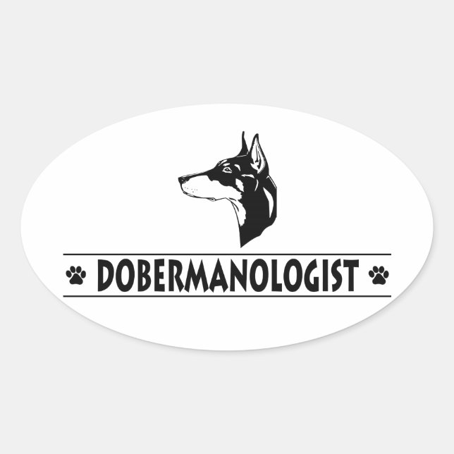 Humore Doberman Pinscher Ovaler Aufkleber (Vorderseite)
