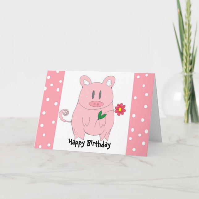 Humore Piggy Birthday Karte (Vorderseite)