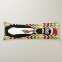 Humorer Santa Penguin auf Rot und Grün Zig Zags