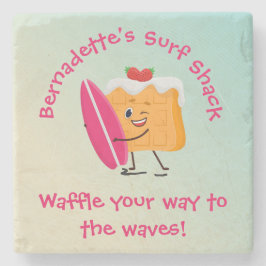 Humorer Waffelsurfer mit Surfbrenamentext Steinuntersetzer