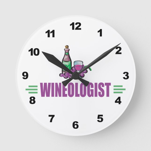 Humorer Wein Runde Wanduhr (Vorderseite)