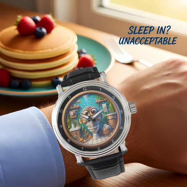 Humorer Whimsical Puffer Fisch Badezimmeruhr Armbanduhr (Von Creator hochgeladen)