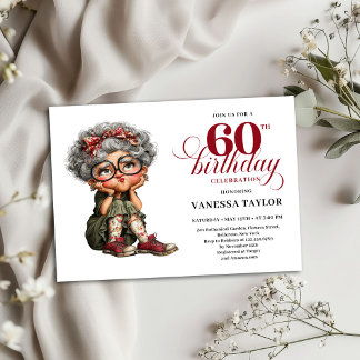 Humorige Alte Dame 60. Geburtstag Einladung Party