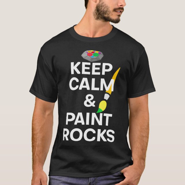 Humoristisches Behalten Calm Rocks Malerei Art Leh T-Shirt (Vorderseite)