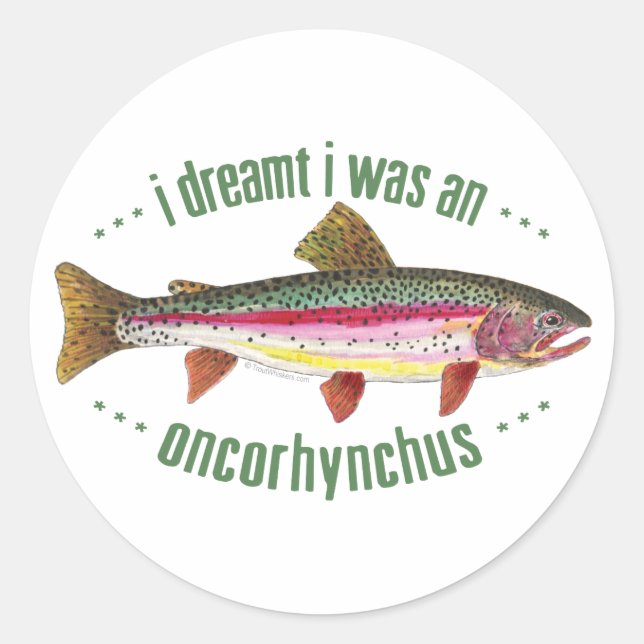 Humoristisches Regenbogenforelendesign Runder Aufkleber (Vorderseite)