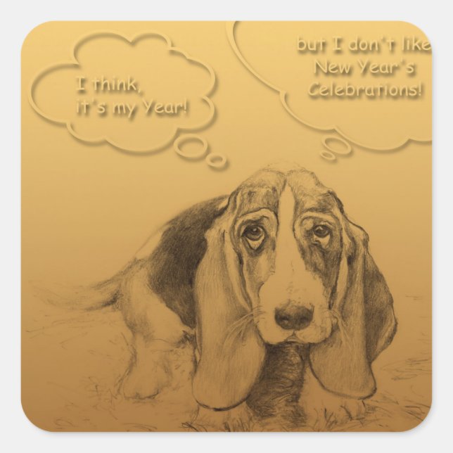 Humoristisches Vietnamesisches Hundegänzchen Jahr  Quadratischer Aufkleber (Vorderseite)