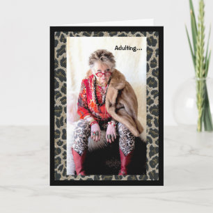 Humoristisches Wesen als geklappte Erwachsenenkart Karte